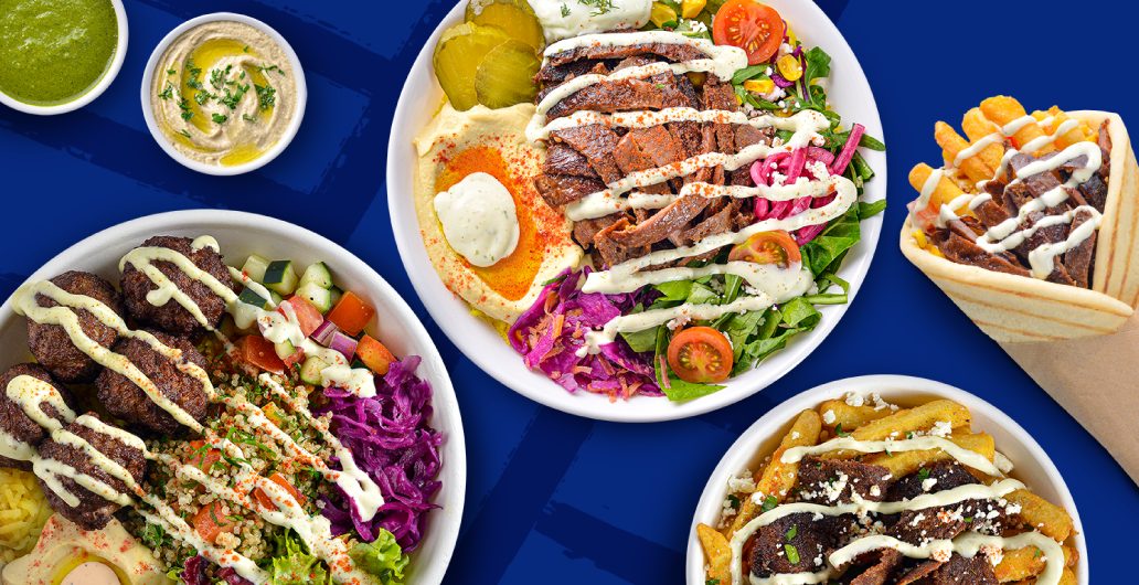Bowls mediterráneos, gyro y salsas de la casa de Ava